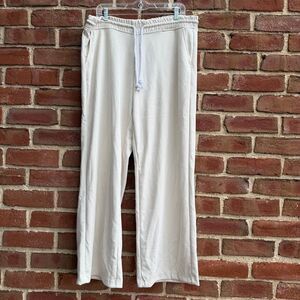 Athleta $99 Women's Seasoft Mid Rise Straight Lounge Pants cream small NEW